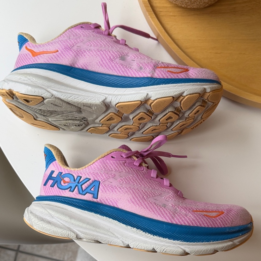 HOKA Pink and Blue Clifton 9